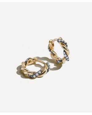 Lucy Delius 14Ct Antique Finish Twisted Rope Hoop Earrings - White