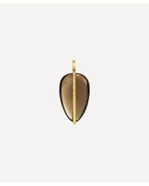 BY PARIAH 14Ct Xl Diamond And Smoky Quartz Pebble Pendant - White