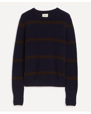 Folk Waffle Crew Neck Sweater - Blue