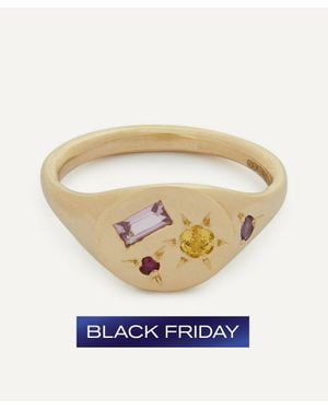 Seb Brown 9Ct Oval Neapolitan Multi-Stone Signet Ring - White