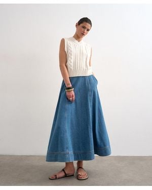 TOPSHOP Denim Full Maxi Skirt - Blue