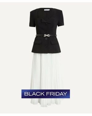 Self-Portrait Tailored Contrast Chiffon Midi Dress - White