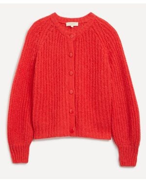 Sezane Emile Alpaca-Wool Rib-Knit Cardigan - Red