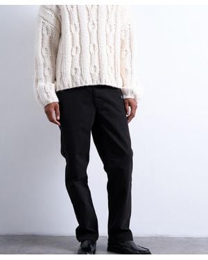 TOPMAN Straight-Fit Canvas Pants - Black