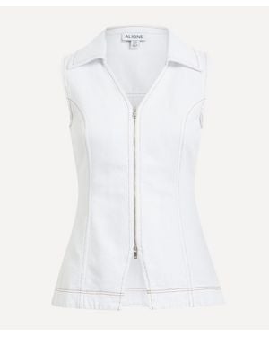 ALIGNE Whim Zip-Front Denim Top - White