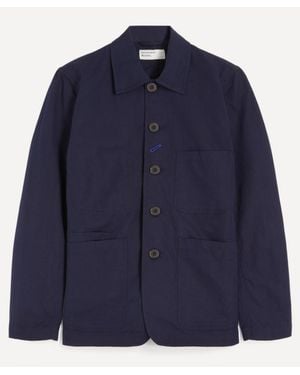 Universal Works Linen Slub Weave Bakers Jacket - Blue
