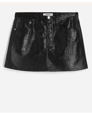 Agolde Keira Leather-Blend Mini Skirt - Black