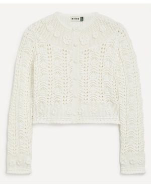 RIXO London Kyra Cotton Crochet Cardigan - White