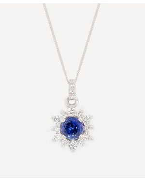Kojis 18Ct Sapphire And Diamond Cluster Pendant Necklace - White