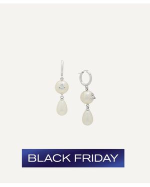 Vivienne Westwood Platinum-Tone Martha Drop Earrings - White