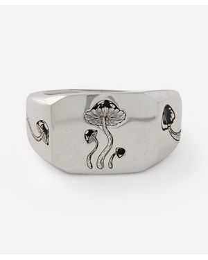 Conor Joseph Sterling Emerald Cut Oxidised Mushroom Ring - Gray