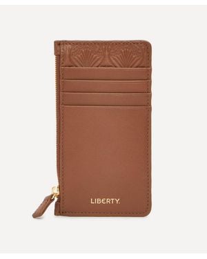 Liberty Iphis Embossed Zipped Card Case - Brown