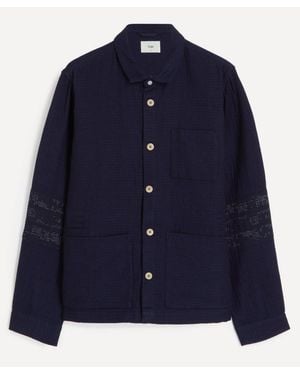 Folk Texture Assembly Jacket - Blue