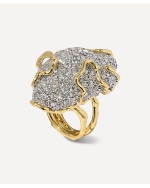 Alexis 14Ct-Plated Solanales Crystal Pave Pebble Ring - Metallic