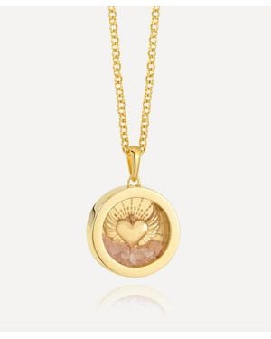 Rachel Jackson 22Ct-Plated Guadian Angel Rose Quartz Amulet Necklace - Metallic