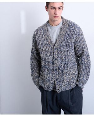 TOPMAN Relaxed Fit Chunky Twist Cardigan - Blue