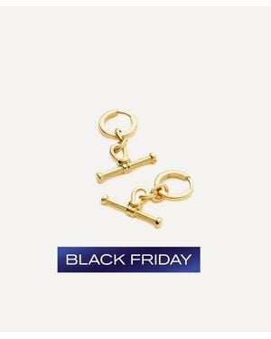 Missoma 18Ct-Plated Ridge T-Bar Drop Huggie Hoop Earrings - White