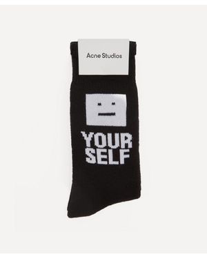 Acne Studios Face Yourself Logo Socks - Black