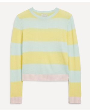 Jumper 1234 Cashmere Contrast Stripe Crew Sweater - Yellow