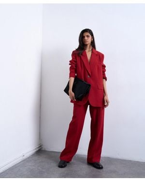 TOPSHOP Two Button Relaxed Fit Blazer - Red