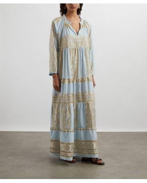 Kori Triangle Embroidered Maxi Kaftan - Green