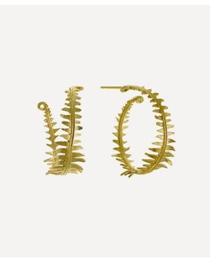 Alex Monroe 22Ct-Plated Fern Hoop Earrings - Metallic