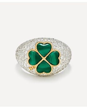 Yvonne Léon 9Ct Clover Malachite Dome Ring - Green