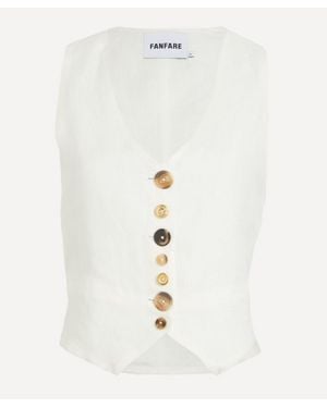 FANFARE Daphne Linen Waistcoat - White