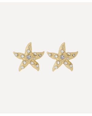 Kenneth Jay Lane Plated Crystal Starfish Clip-On Earrings - White