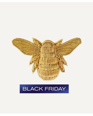 Hand and Lock Goldwork Bee Brooch - Metallic