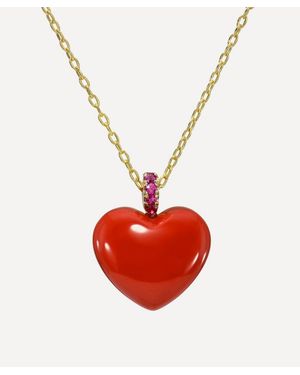 Rachel Quinn Coral Heart Dollop Pendant Necklace - Red