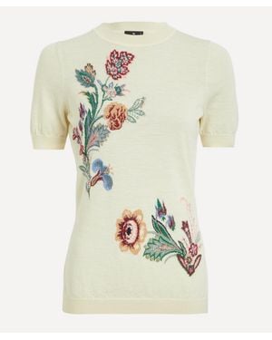 Etro Floral Wool-Blend Jacquard Top - White