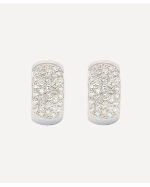 Kojis 18Ct Vintage Diamond Huggie Hoop Earrings - White
