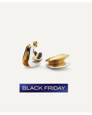 Missoma Mixed Metal Hera Dome Double Ridge Medium Hoop Earrings - White