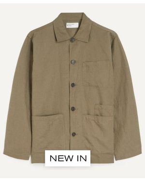 Universal Works Linen-Cotton Bakers Jacket - Green