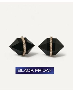 Melissa Joy Manning 14Ct Large Herkimer Cut Onyx Micropave Bezel Stud Earrings - White