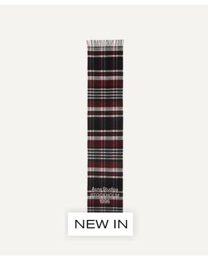 Acne Studios Check Logo Scarf - White