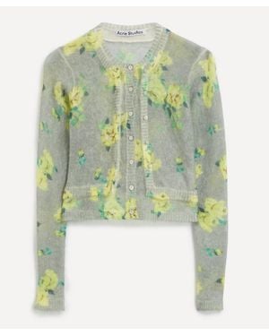 Acne Studios Floral Layered Mohair Cardigan - Green