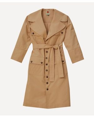 FARM Rio Pockets Over Trench Coat - Natural