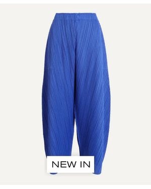Pleats Please Issey Miyake Coast Pleated Wide-Leg Pants - Blue