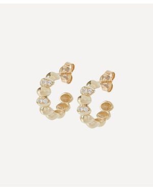 Liberty 9Ct Pebble Pave Diamond Hoop Earrings - White