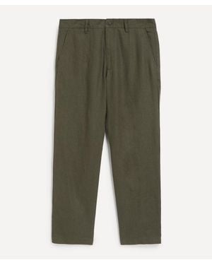 NN07 Aden Straight-Leg Linen Trousers - Green