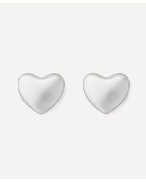 Annika Inez 14Ct-Plated Small Voluptuous Heart Stud Earrings - Metallic