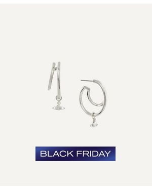 Vivienne Westwood Platinum-Tone Ronda Hoop Earrings - Blue