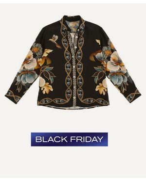 FARM Rio Floral Snake Pajama Shirt - Black