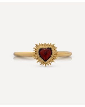 Rachel Jackson 22Ct-Plated Electric Love Mini Garnet Heart Ring - White