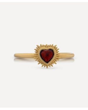 Rachel Jackson 22Ct-Plated Electric Love Mini Garnet Heart Ring - White