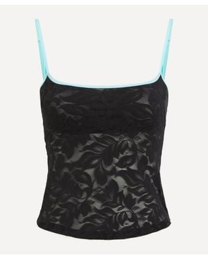 Fruity Booty Rosas Lace Tank Top - Black