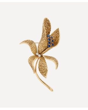 Kojis 14Ct Sapphire And Diamond Lily Brooch - Metallic
