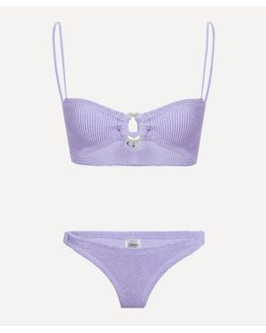 Hunza G Misty Bikini With Pearly Hoops - Purple